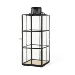Gamfield Black Large Metal and Glass Lantern - Ornate Home