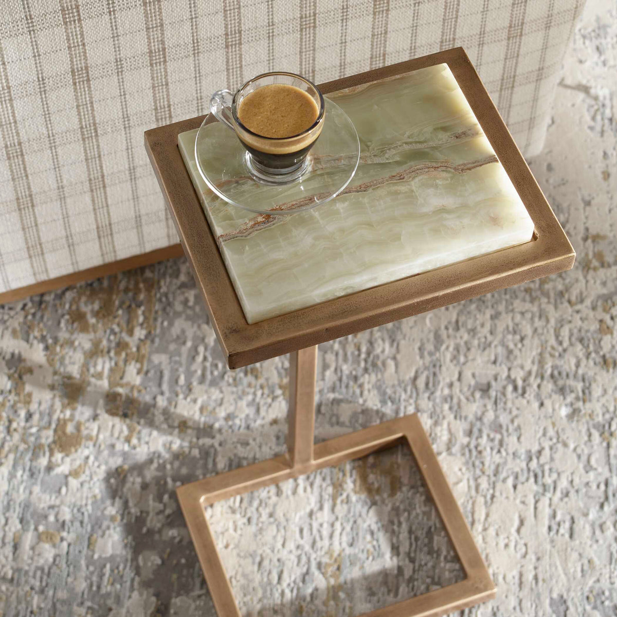 Gamora Gold/Green Marble Drink Table - Ornate Home