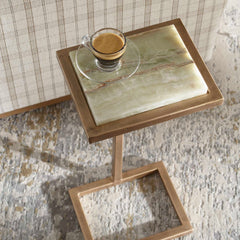 Gamora Gold/Green Marble Drink Table - Ornate Home