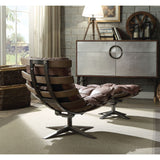 Gandy Brown Leather Chair & Ottoman - Ornate Home