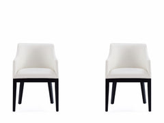 Gansevoort Faux Leather Dining Armchair in Cream (set of 2) - Ornate Home