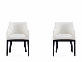 Gansevoort Faux Leather Dining Armchair in Cream (set of 2) - Ornate Home