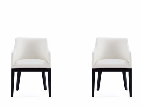 Gansevoort Faux Leather Dining Armchair in Cream (set of 2) - Ornate Home