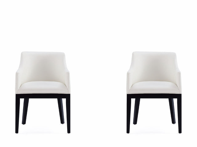 Gansevoort Faux Leather Dining Armchair in Cream (set of 2) - Ornate Home