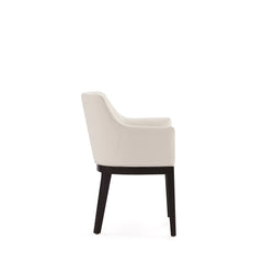 Gansevoort Faux Leather Dining Armchair in Cream (set of 2) - Ornate Home