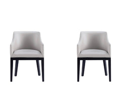 Gansevoort Faux Leather Dining Armchair in Light Grey (set of 2) - Ornate Home
