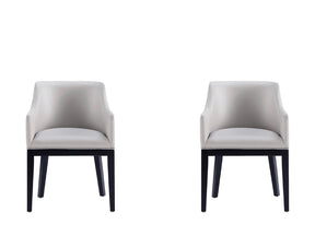 Gansevoort Faux Leather Dining Armchair in Light Grey (set of 2) - Ornate Home