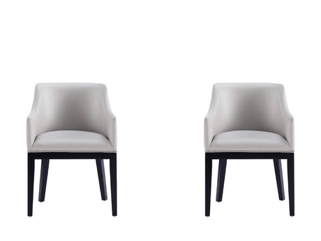 Gansevoort Faux Leather Dining Armchair in Light Grey (set of 2) - Ornate Home