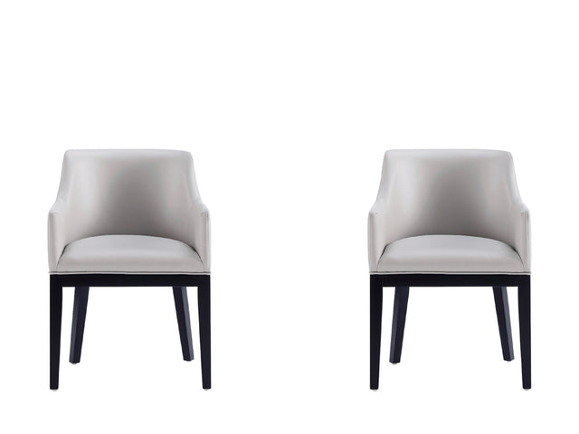 Gansevoort Faux Leather Dining Armchair in Light Grey (set of 2) - Ornate Home