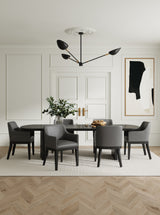 Gansevoort Faux Leather Dining Armchair in Pebble Grey - Ornate Home