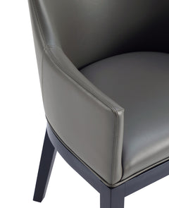 Gansevoort Faux Leather Dining Armchair in Pebble Grey - Ornate Home