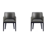 Gansevoort Faux Leather Dining Armchair in Pebble Grey (set of 2) - Ornate Home