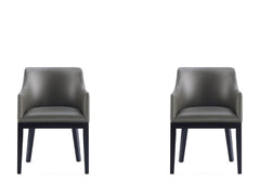Gansevoort Faux Leather Dining Armchair in Pebble Grey (set of 2) - Ornate Home
