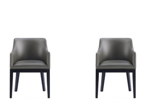 Gansevoort Faux Leather Dining Armchair in Pebble Grey (set of 2) - Ornate Home