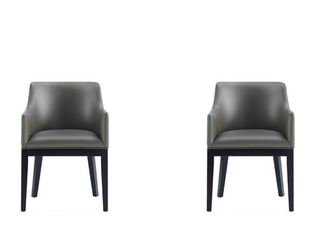 Gansevoort Faux Leather Dining Armchair in Pebble Grey (set of 2) - Ornate Home
