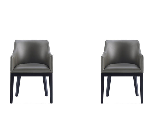 Gansevoort Faux Leather Dining Armchair in Pebble Grey (set of 2) - Ornate Home