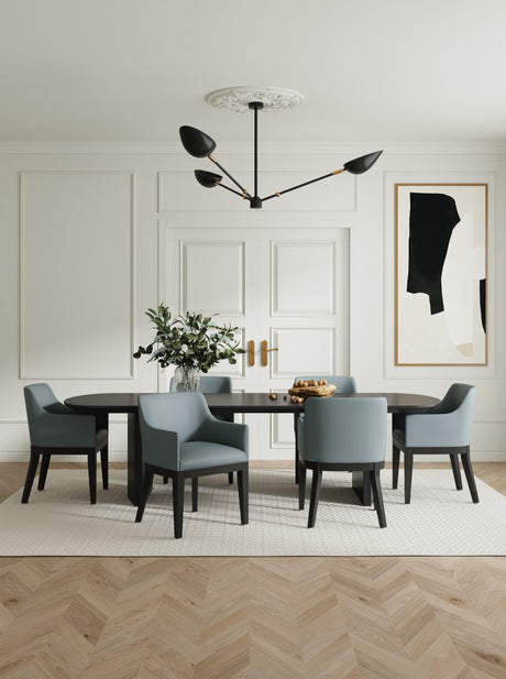 Gansevoort Faux Leather Dining Armchair in Pewter - Ornate Home