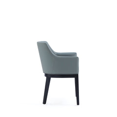Gansevoort Faux Leather Dining Armchair in Pewter - Ornate Home
