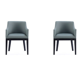 Gansevoort Faux Leather Dining Armchair in Pewter (Set of 2) - Ornate Home