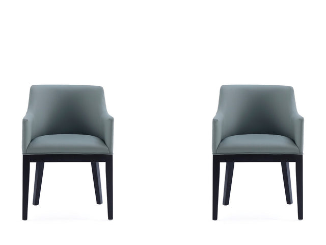 Gansevoort Faux Leather Dining Armchair in Pewter (Set of 2) - Ornate Home