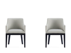 Gansevoort Faux Leather Dining Armchair in Stone Grey (set of 2) - Ornate Home