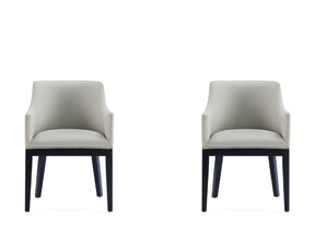 Gansevoort Faux Leather Dining Armchair in Stone Grey (set of 2) - Ornate Home