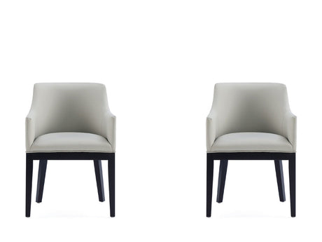 Gansevoort Faux Leather Dining Armchair in Stone Grey (set of 2) - Ornate Home