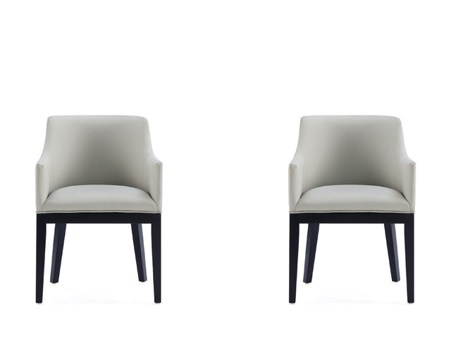Gansevoort Faux Leather Dining Armchair in Stone Grey (set of 2) - Ornate Home