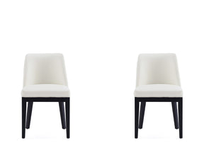Gansevoort Faux Leather Dining Chair in Cream (set of 2) - Ornate Home