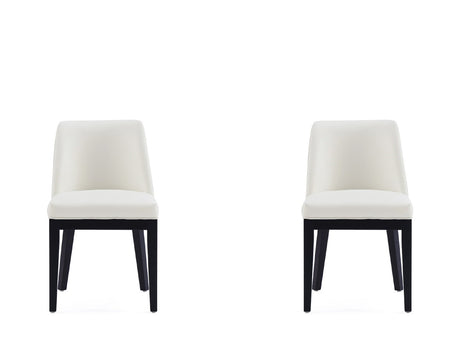 Gansevoort Faux Leather Dining Chair in Cream (set of 2) - Ornate Home