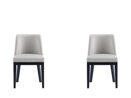 Gansevoort Faux Leather Dining Chair in Light Grey (set of 2) - Ornate Home