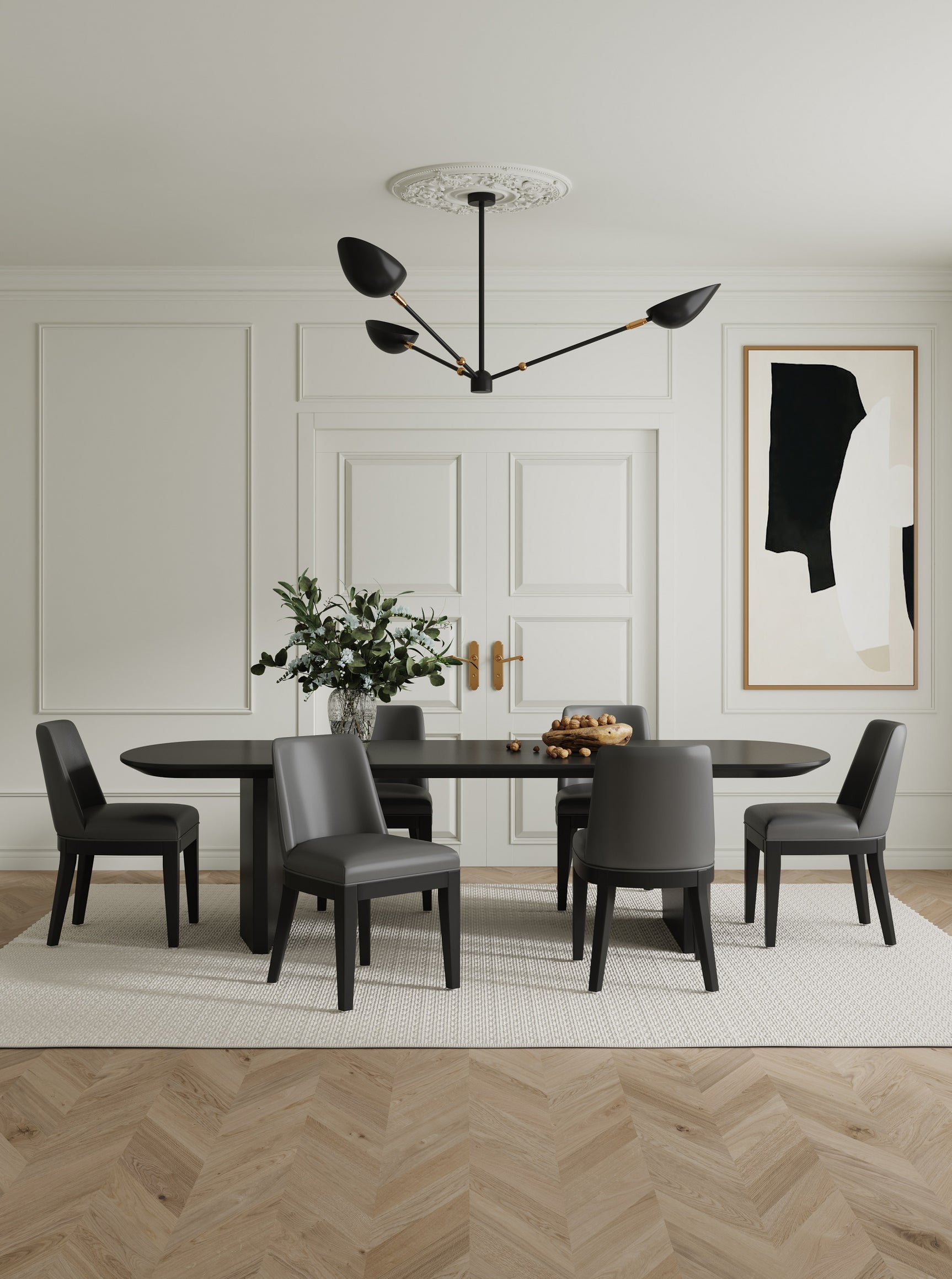 Gansevoort Faux Leather Dining Chair in Pebble Grey (set of 4) - Ornate Home