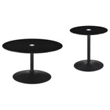 Ganso Black 2-piece Round Glass Top Coffee and End Table Set - Ornate Home