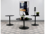 Ganso Black 3-piece Round Glass Top Coffee and End Table Set - Ornate Home