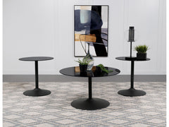 Ganso Black 3-piece Round Glass Top Coffee and End Table Set - Ornate Home