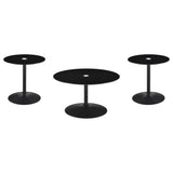 Ganso Black 3-piece Round Glass Top Coffee and End Table Set - Ornate Home