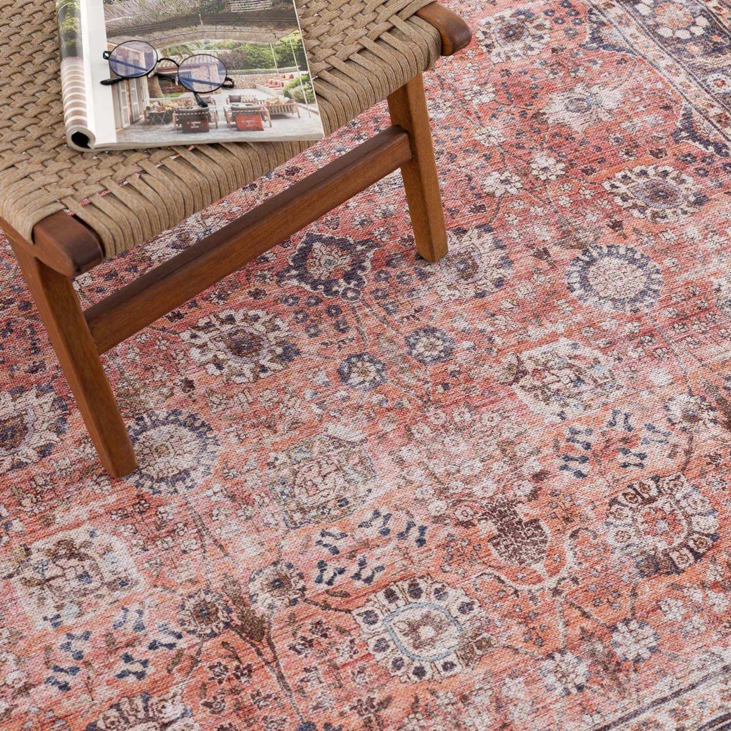 Ganyangan Red Washable Rug - Ornate Home