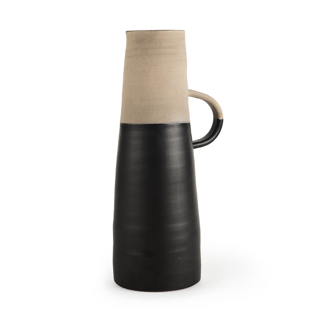 Garand Black/Natural Large Two-Toned Ceramic Jug - Ornate Home