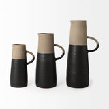 Garand Black/Natural Large Two-Toned Ceramic Jug - Ornate Home
