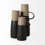 Garand Black/Natural Large Two-Toned Ceramic Jug - Ornate Home