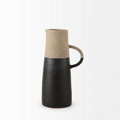 Garand Black/Natural Medium Two-Toned Ceramic Jug - Ornate Home