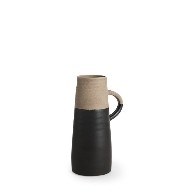 Garand Black/Natural Small Two-Toned Ceramic Jug - Ornate Home