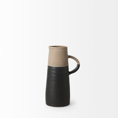 Garand Black/Natural Small Two-Toned Ceramic Jug - Ornate Home
