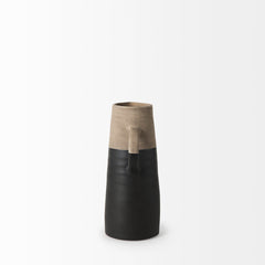 Garand Black/Natural Small Two-Toned Ceramic Jug - Ornate Home