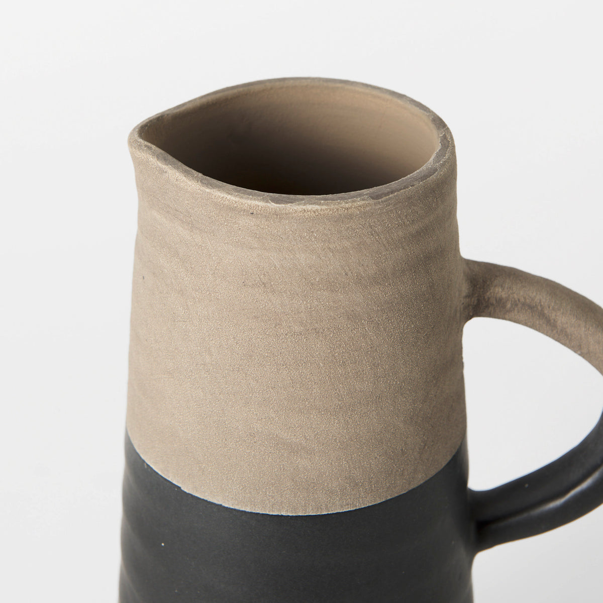 Garand Black/Natural Small Two-Toned Ceramic Jug - Ornate Home