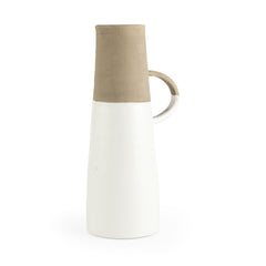 Garand White/Natural Large Two-Toned Ceramic Jug - Ornate Home