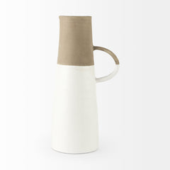 Garand White/Natural Large Two-Toned Ceramic Jug - Ornate Home