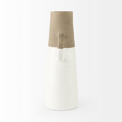 Garand White/Natural Large Two-Toned Ceramic Jug - Ornate Home