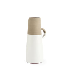 Garand White/Natural Medium Two-Toned Ceramic Jug - Ornate Home
