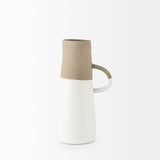 Garand White/Natural Medium Two-Toned Ceramic Jug - Ornate Home